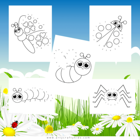 Bug Dot to Dot Coloring Pages for Kids