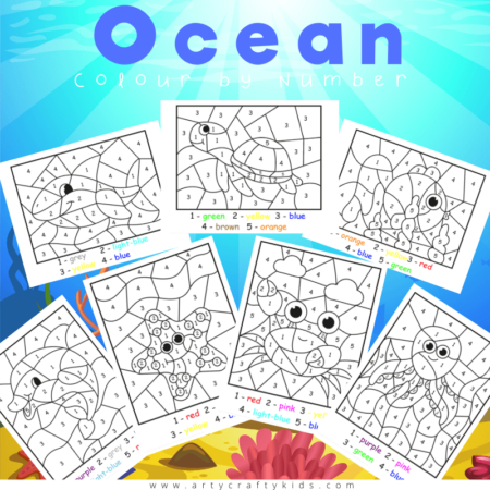 Ocean Color by Numbers Pages for Kids