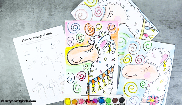 Flow Drawing for Kids: How to Draw a Llama - encouraging children to engage in their natural flow by using simple rhythmical shapes and lines. An alternative How to Draw Guide for Kids that introduces mindfulness to the creative process.