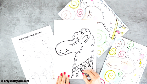 Flow Drawing for Kids: How to Draw a Llama - encouraging children to engage in their natural flow by using simple rhythmical shapes and lines. An alternative How to Draw Guide for Kids that introduces mindfulness to the creative process.