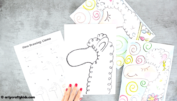 Flow Drawing for Kids: How to Draw a Llama - encouraging children to engage in their natural flow by using simple rhythmical shapes and lines. An alternative How to Draw Guide for Kids that introduces mindfulness to the creative process.