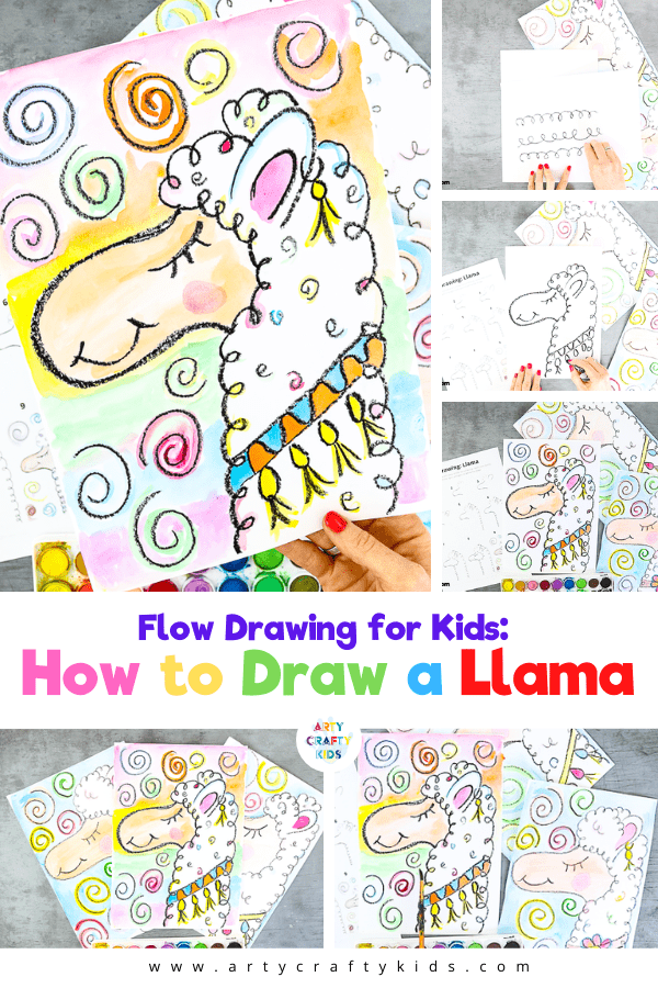 Flow Drawing for Kids: How to Draw a Llama - encouraging children to engage in their natural flow by using simple rhythmical shapes and lines. An alternative How to Draw Guide for Kids that introduces mindfulness to the creative process.