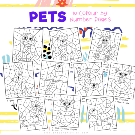 Pet Color by Number Worksheet for Kids