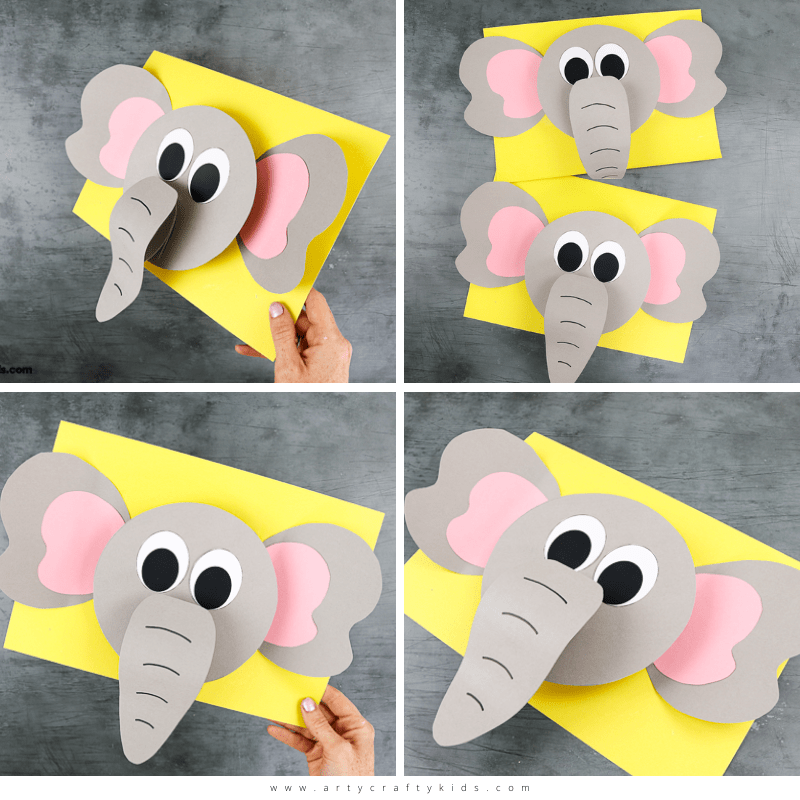 Play with shapes and lifts to create a 3D Paper Elephant craft with the kids this Summer. A super fun animal craft for kids who love elephants! Our elephant paper craft is perfect for pre-schoolers and school early years to help them play with shape and depth, and to strengthen fine motor skills.