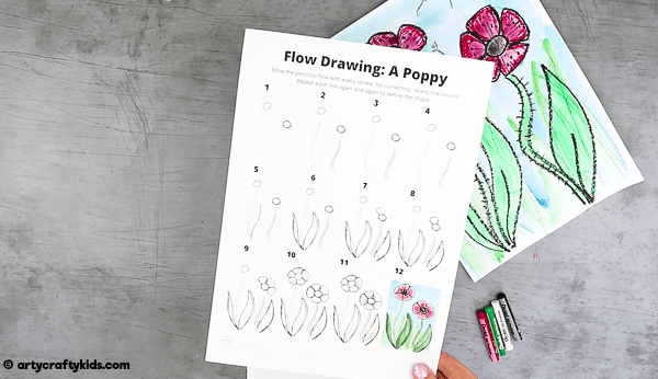 Download and print the How to Draw a Poppy Guide.