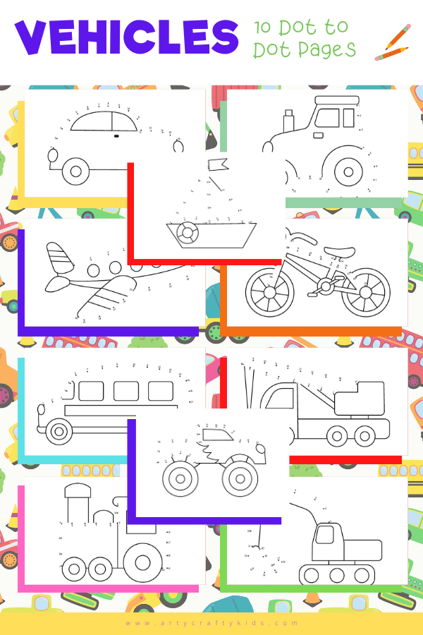 10 Vehicle Dot To Dot Coloring Pages Arty Crafty Kids