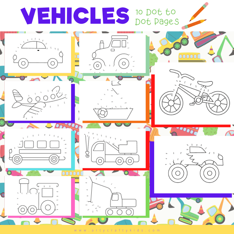 Vehicle Dot to Dot for Kids