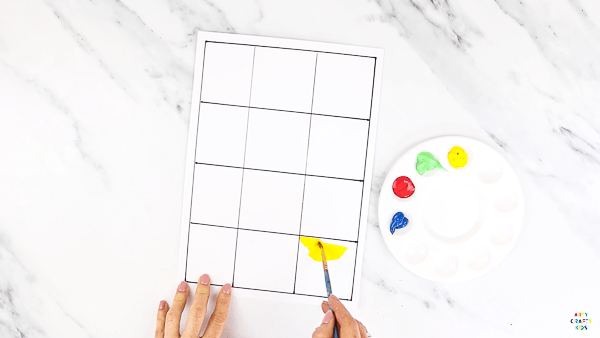 DIY Stamp Pop Art - Add color to the grid.