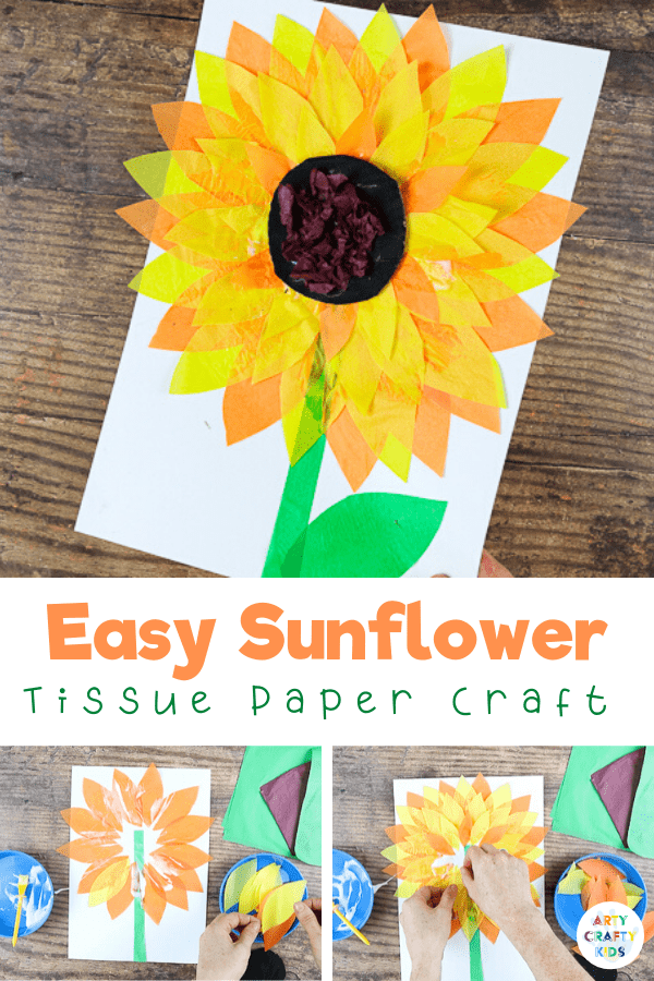 Easy Tissue Paper Sunflower Craft - Arty Crafty Kids