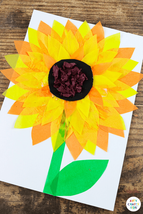 Easy Sunflower Tissue Paper Craft for Kids