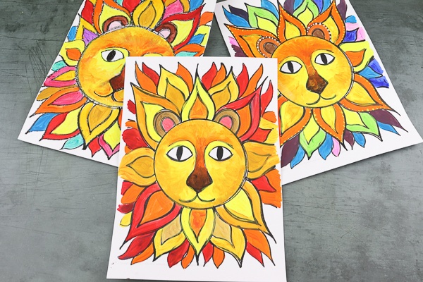 Use our Flow Drawing technique to create Sunshine Lion Art with the kids this Summer. A fun and unique way to explore color and shape, while learning to draw in a free and mindful space. 

This project can be completed with our Flow Drawing guide and a completed Sunshine Lion to paint.