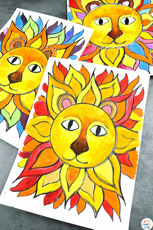 Use our Flow Drawing technique to create Sunshine Lion Art with the kids this Summer. A fun and unique way to explore color and shape, while learning to draw in a free and mindful space. 

This project can be completed with our Flow Drawing guide and a completed Sunshine Lion to paint.