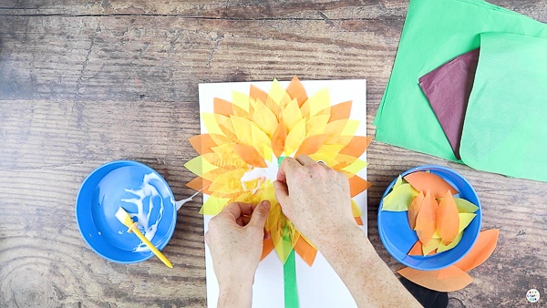 Add More Petals of the Different Sizes, Layering the Tissue Paper.