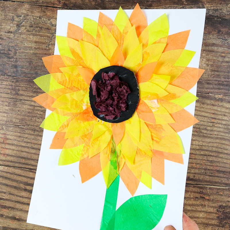 Easy Tissue Paper Sunflower Craft - Arty Crafty Kids