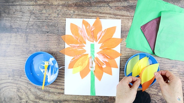 How to Make an Easy Tissue Paper Sunflower Craft • Kids Activities Blog