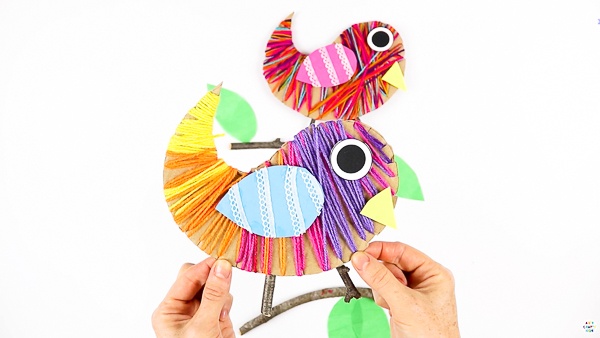 Children can practice their fine motor skills and use recycled materials to make this gorgeous Yarn Wrapped Bird Craft for Kids