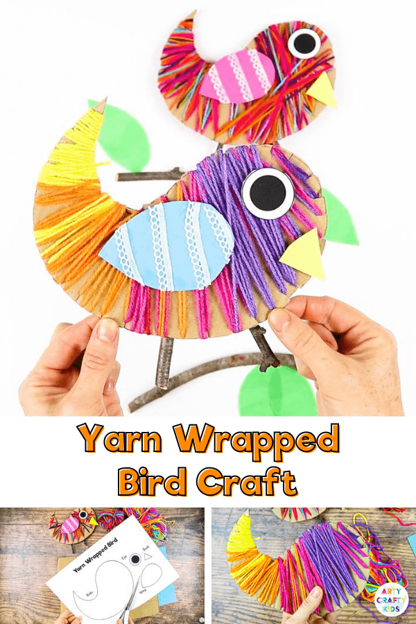 Children can practice their fine motor skills and use recycled materials to make this gorgeous Yarn Wrapped Bird Craft for Kids