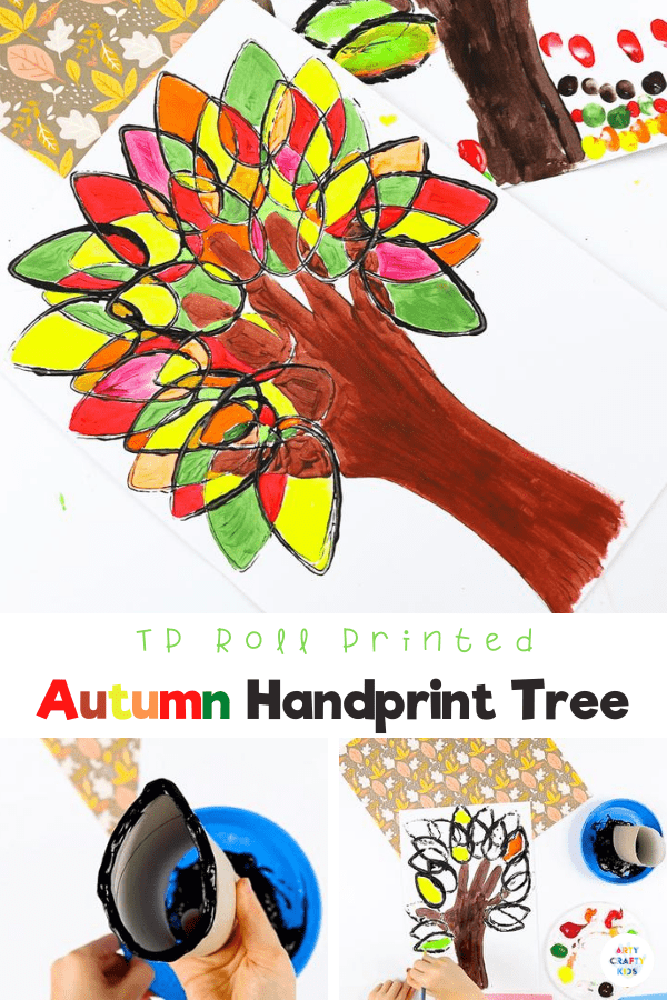 Paper Roll Printed Fall Handprint Tree - Arty Crafty Kids