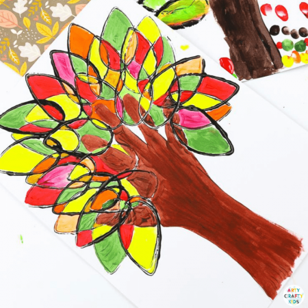 Paper Roll Printed Autumn Handprint Tree: If you are looking for a simple Autumn Craft that can be recreated independently, encourages color-mixing and enhances fine motor skills with simple printing, painting and tracing, then this is an ideal project for you; designed and created by my very own Arty Crafty six-year old, this Autumn Craft for kids ticks all the boxes and is great for homeschool, preschool and any early years setting!
