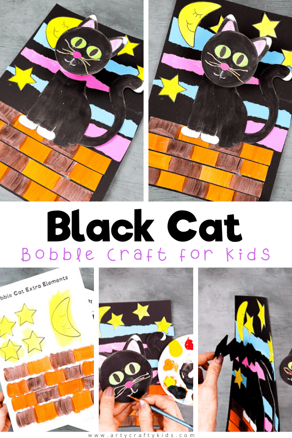 How to Make a Paper Bobble Head Black Cat Craft