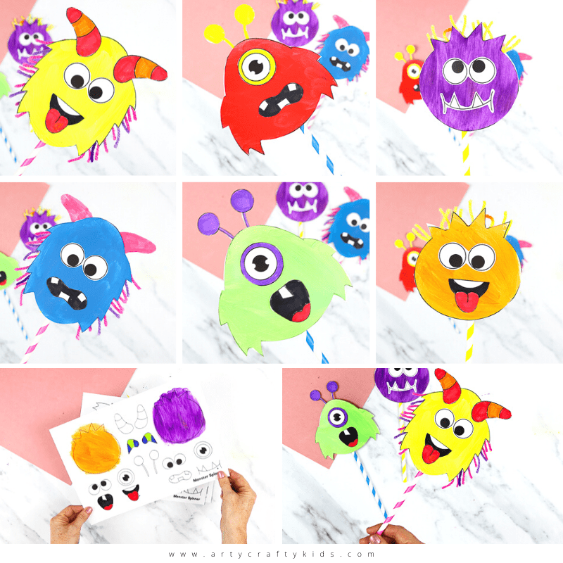 Printable Monster Spinner Craft - Arty Crafty Kids | Fun Crafty Play