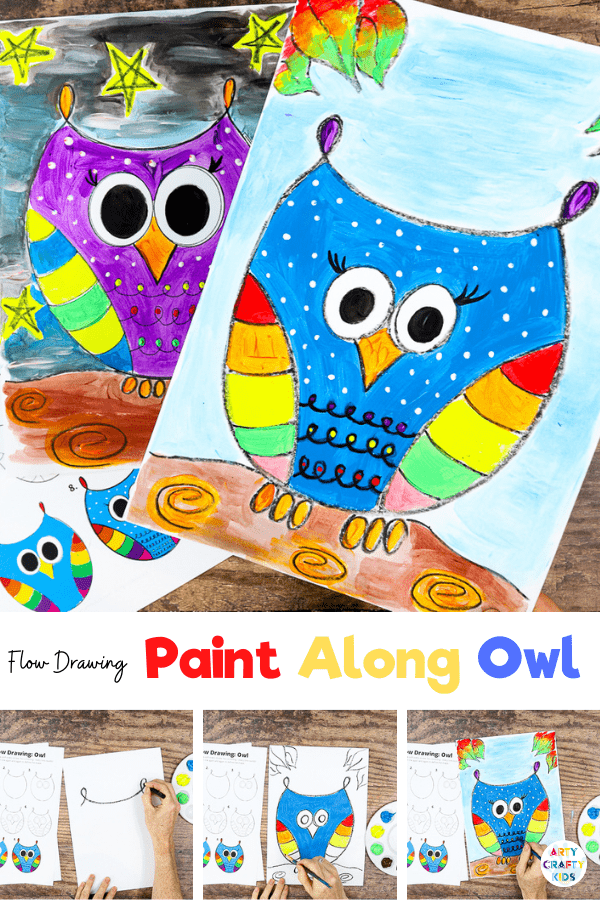 Flow Drawing: How to Draw an Owl - Arty Crafty Kids