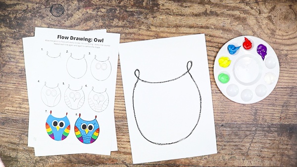 Join the squiggle ends to create an owl shape.