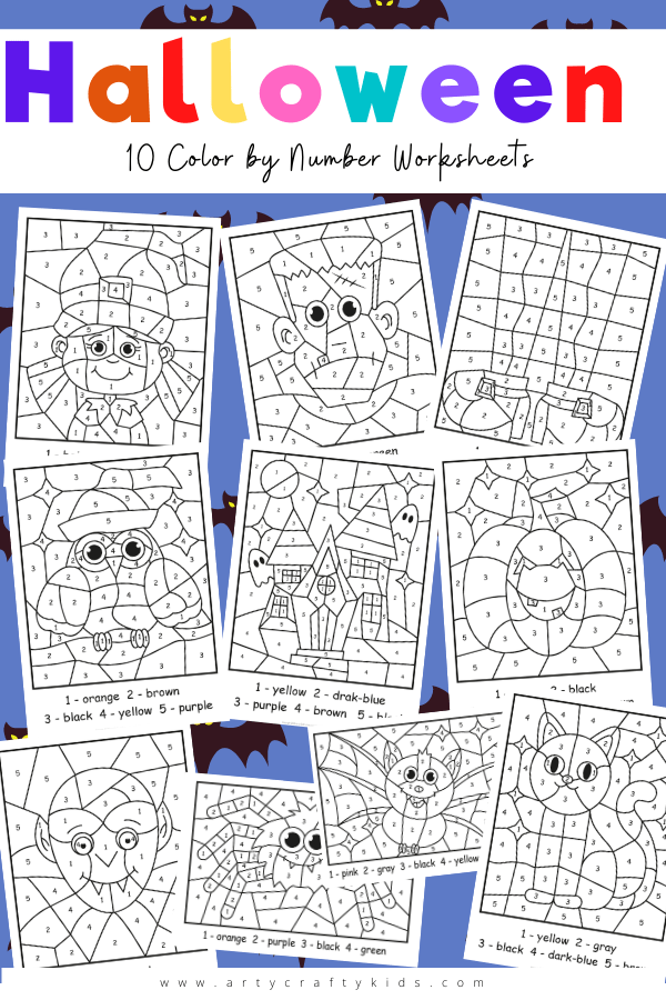 Halloween Color By Number Worksheets | Arty Crafty Kids