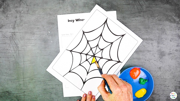 Decorate the printable spider web.