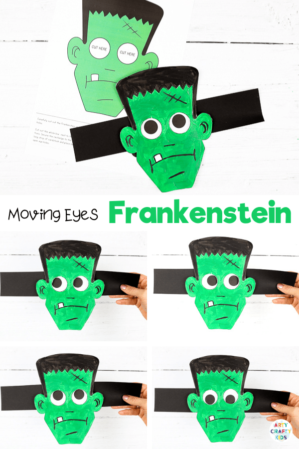 Moving Eyes Frankenstein Craft - A fun and interactive Halloween craft for kids. 

hildren can practice their fine motor skills with cutting and sticking, and use their imaginations to explore color and texture with paints. And as the finished craft is so tactile and interactive, kids will have a great time playing with their creation afterwards, too.