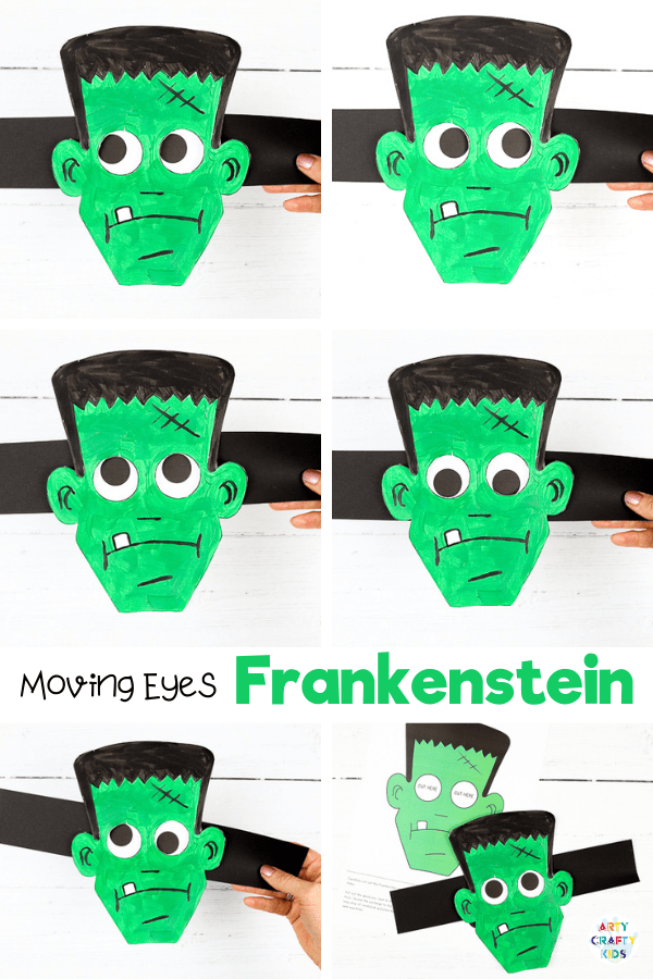 Moving Eyes Frankenstein Craft - A fun and interactive Halloween craft for kids. 

hildren can practice their fine motor skills with cutting and sticking, and use their imaginations to explore color and texture with paints. And as the finished craft is so tactile and interactive, kids will have a great time playing with their creation afterwards, too.