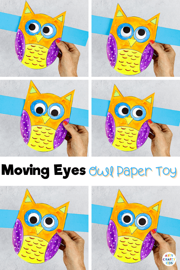 Craft meets play with this adorable Moving Eyes Owl Craft for kids. A lovely Autumn craft where Children can practice their fine motor skills with cutting and sticking, and use their imaginations to explore color and texture with paints. And as the finished craft is so tactile and interactive, kids will have a great time playing with their creation afterwards, too.