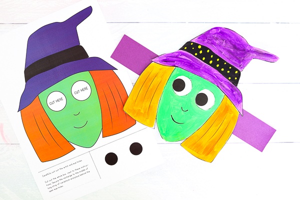 The Moving Eyes Witch Craft templates are available in full color and black and white for children to decorate themselves.