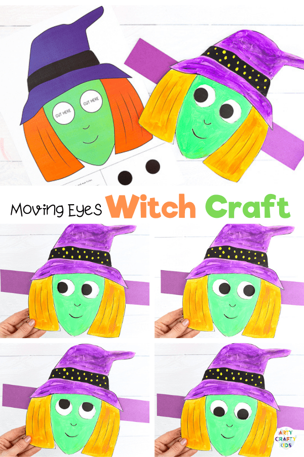 Moving Eyes Witch Craft: This simple paper craft is a really fun and interactive activity for pre-schoolers and school early years, but kids of all ages will love making silly faces just like the witch.