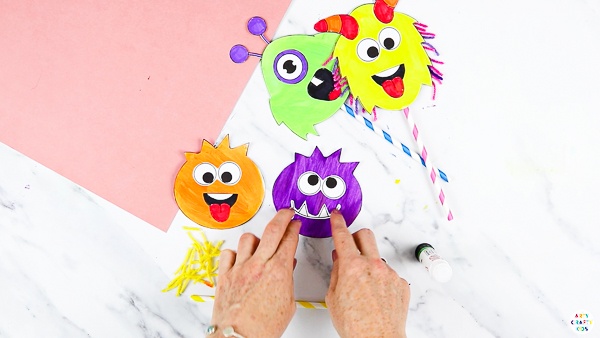 Mix and match the different monster elements to create crazy monster faces.