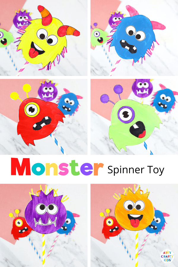 Printable Monster Spinner Craft: Now it's time to play. A fun, friendly and engaging Halloween craft kids will love.