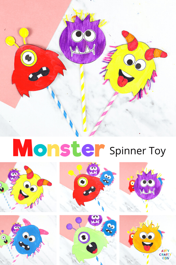 Printable Monster Spinner Craft - A fun and engaging Halloween craft for kids. 

Children will have a great time using their imaginations to create funny, silly monster faces and, once they've crafted their spinners, there's hours of fun to be had.