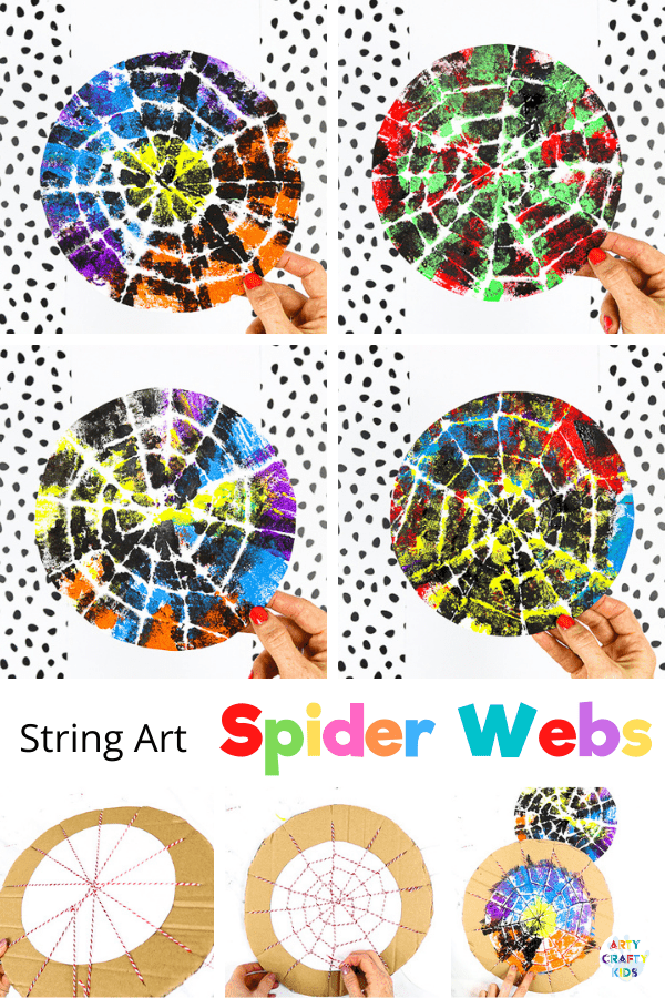 String Halloween Spider Web Art - Arty Crafty Kids