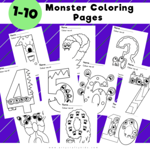 1-10 Monster Coloring Pages