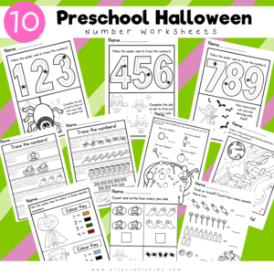 10 Halloween Number Worksheets for Preschoolers