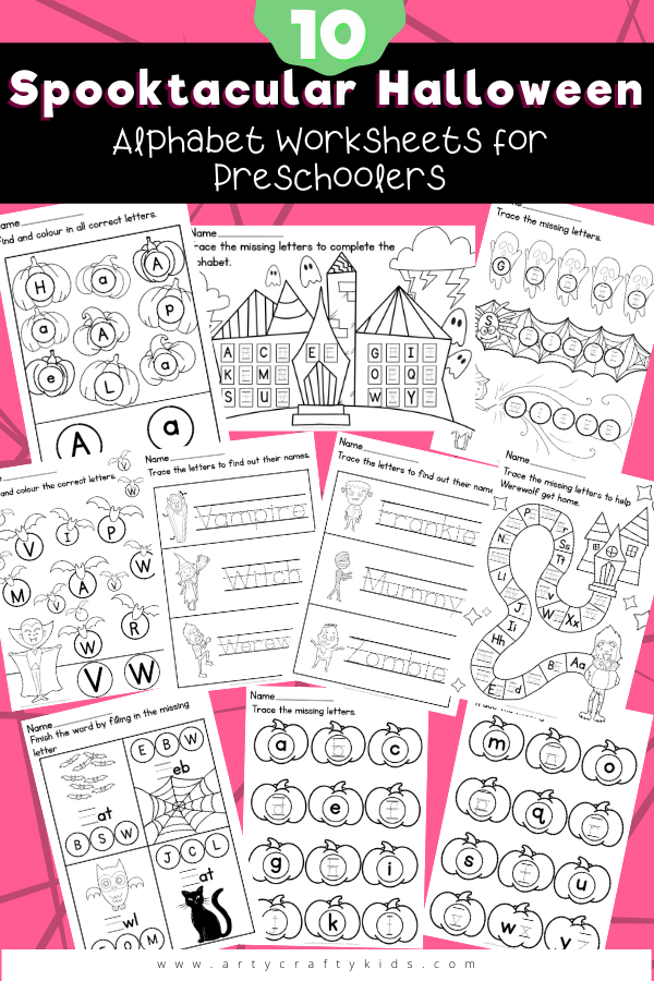 10 Spooktacular Alphabet Worksheets for Preschoolers: These fun and engaging alphabet worksheets are designed to help reinforce letter recognition and shape formation, build confidence and introduce basic spelling.