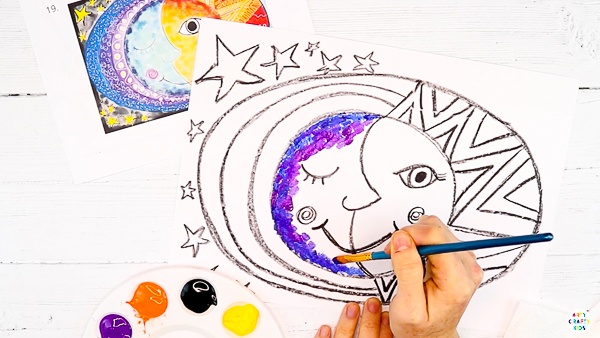 Flow Drawing for Kids: Sun and Moon Art - Arty Crafty Kids