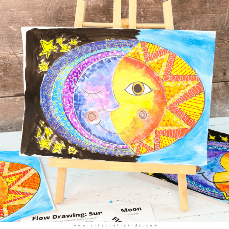 Flow Drawing For Kids Sun And Moon Art Arty Crafty Kids