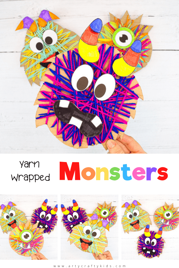 Yarn Wrapped Monster Craft: Super simple, but super effective, this interactive and tactile craft incorporates coloring, cutting, threading and sticking, so is ideal for pre-schoolers and school early years.