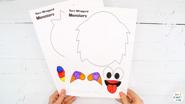 Download the yarn wrapped monster craft templates from the Arty Crafty Kids members area.