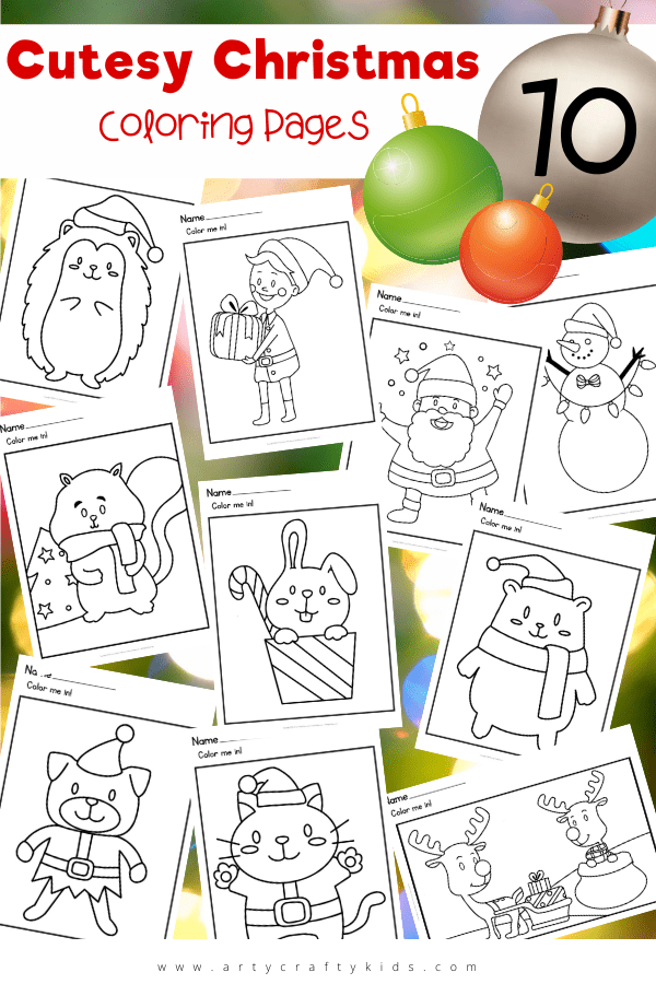 Free Christmas coloring pages for download! These cutesy Christmas coloring pages are perfect for pre-schoolers and early years; with their simple shapes and attractive features. Children can choose from a range of festive animals from cats to squirrels to hedgehogs, as well as the classics Santa, Rudolph or Snowman.