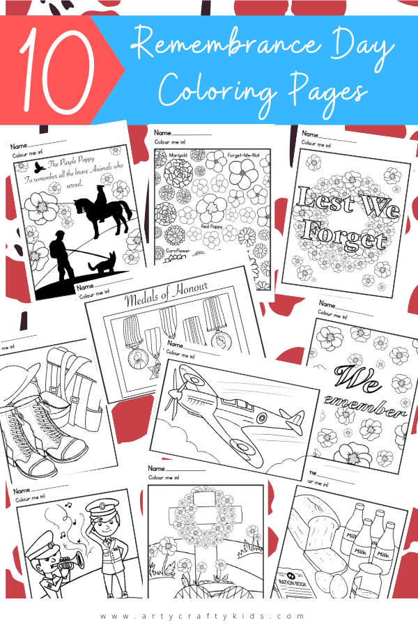 Use these bold, thoughtfully designed Remembrance Day Coloring Pages for Kids to celebrate remember those who sacrificed all.