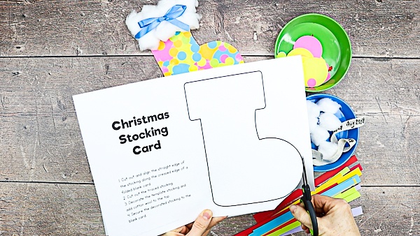 Let's Make a Christ Stocking Card - Start by cutting out the stocking template.