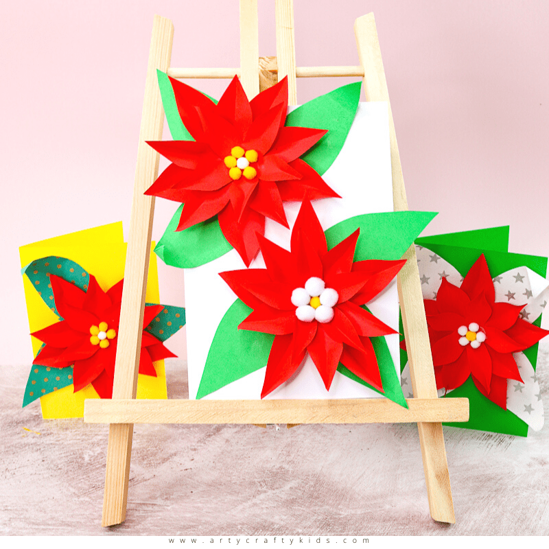 Easy Poinsettia Christmas Card for Kids | Arty Crafty Kids