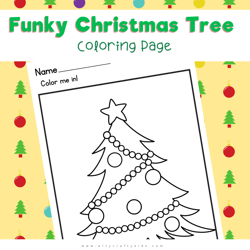 funky christmas tree coloring page 2  arty crafty kids